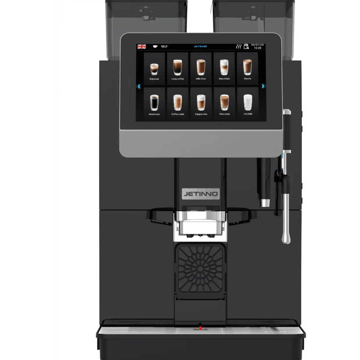 JL32 Black coffee machine with a digital display on a white background. - Sip N Smile