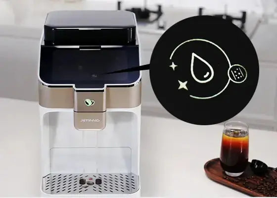 JETINNO JL03 PRO B Coffee machine with a glass of coffee on a tray in a kitchen setting