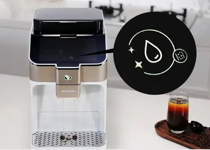JETINNO JL03 PRO B Coffee machine with a glass of coffee on a tray in a kitchen setting