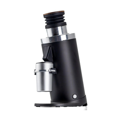 Turin DF64 Gen-2 Single Dose Grinder in matte black with aluminium catch cup and wood-lid bellows — Sip N Smile