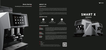 Caye Smart X Coffee machine with 'Smart X' branding on a black background