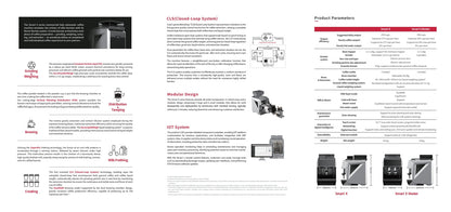 Caye Smart X Series Technical product specifications sheet with text and icons on a white background