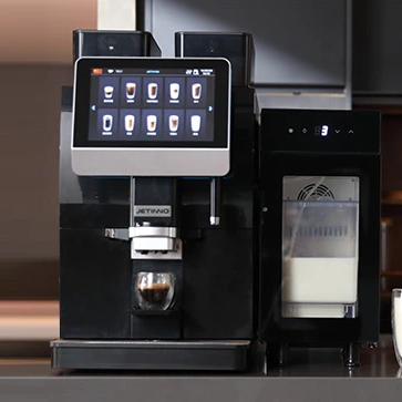 JL32 Black coffee machine with digital display in a kitchen setting - Sip N Smile