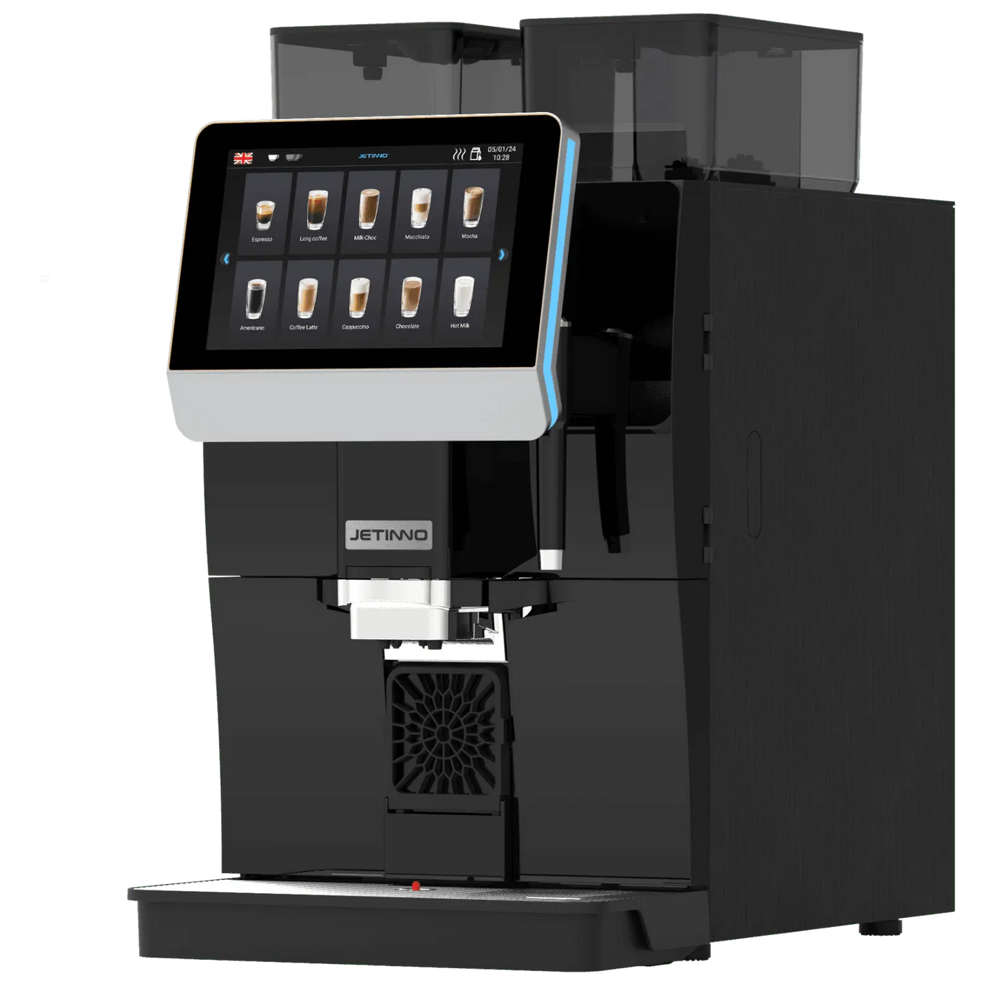 JL 32a Black coffee machine with digital display on a white background - Sip N Smile
