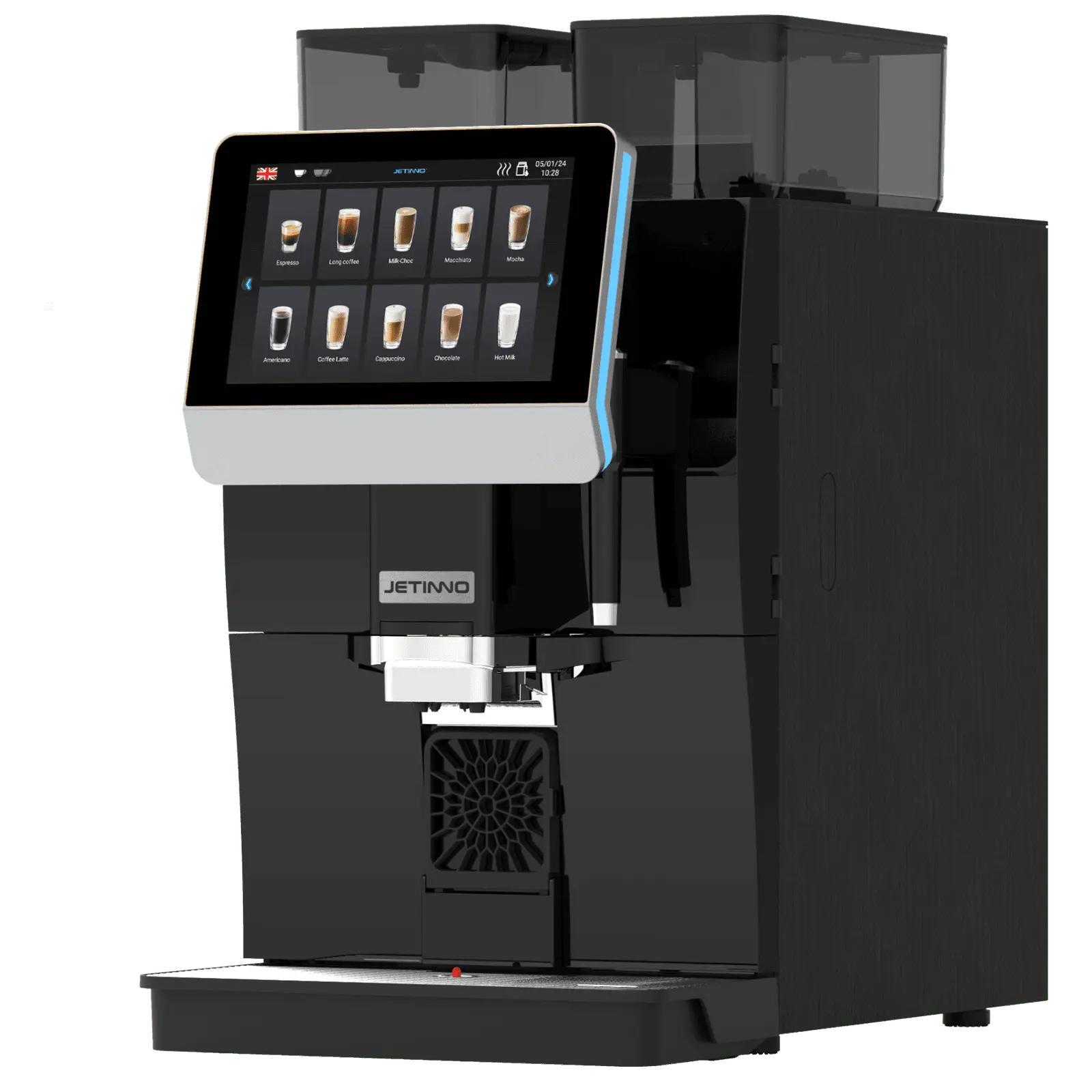 JL 32a Black coffee machine with digital display on a white background - Sip N Smile