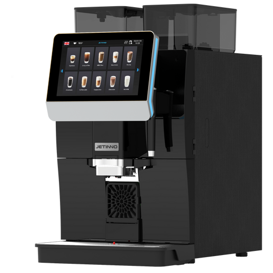 JL 32a Black coffee machine with digital display on a white background - Sip N Smile