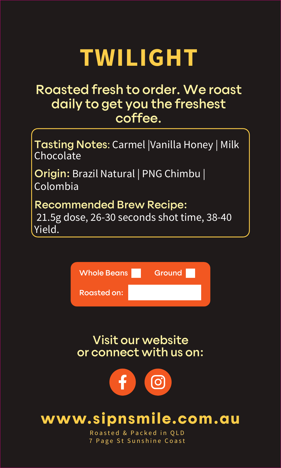 Twilight 1kg Specialty Coffee | Sip N Smile - Sip N Smile 